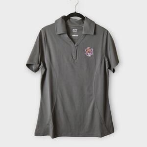 NEW LSU Women's Textured Polo Gray Medium Vintage Embroidered Tiger